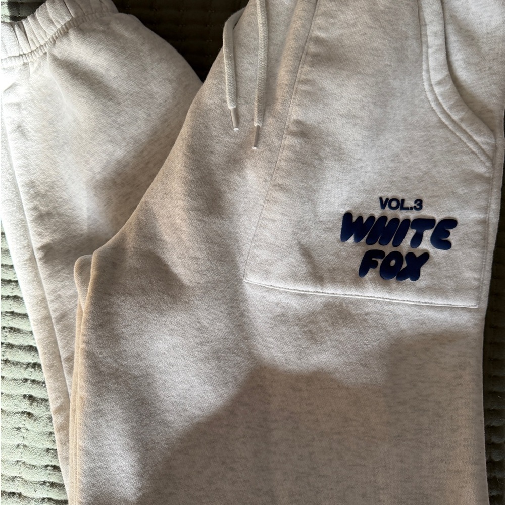 White Fox Boutique Gray Joggers with Blue Logo - Picture 4 of 6